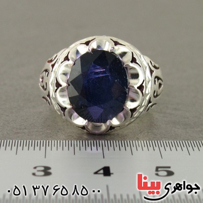انگشتر یاقوت کبود درشت مردانه عالی فاخر _کد:2231