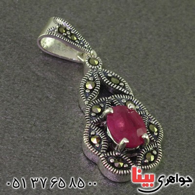 گردنبند یاقوت سرخ و حدید مارکازیت درجه یک بسیار عالی _کد:15885