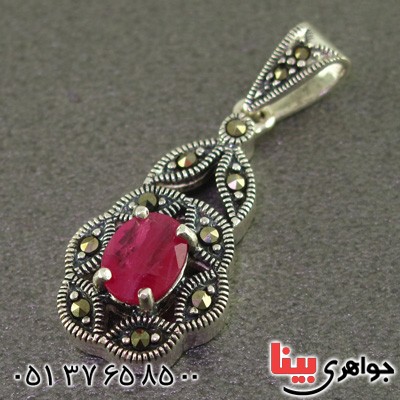 گردنبند یاقوت سرخ و حدید مارکازیت درجه یک بسیار عالی _کد:15885