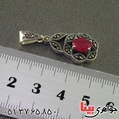 گردنبند یاقوت سرخ و حدید مارکازیت درجه یک بسیار عالی _کد:15885