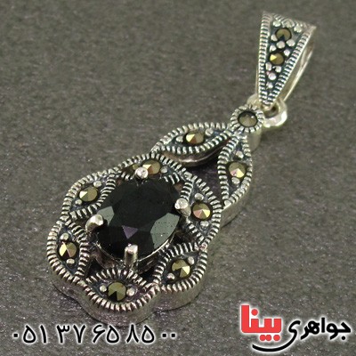 گردنبند یاقوت کبود و حدید مارکازیت درجه یک زنانه _کد:15888