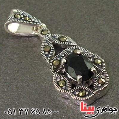 گردنبند یاقوت کبود و حدید مارکازیت درجه یک زنانه _کد:15888