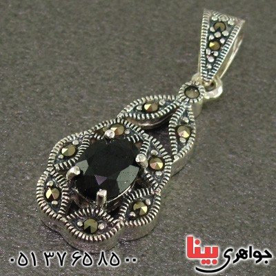 گردنبند یاقوت کبود و حدید مارکازیت درجه یک زنانه _کد:15888