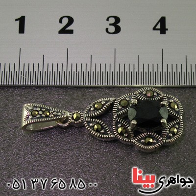 گردنبند یاقوت کبود و حدید مارکازیت درجه یک زنانه _کد:15888