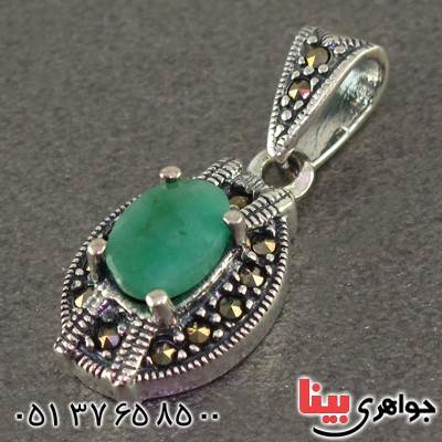 گردنبند زمرد و حدید مارکازیت درجه یک زنانه _کد:15893