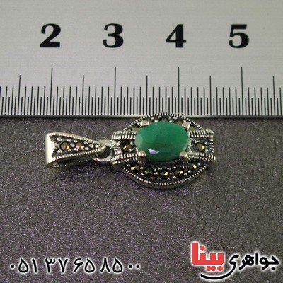 گردنبند زمرد و حدید مارکازیت درجه یک زنانه _کد:15893