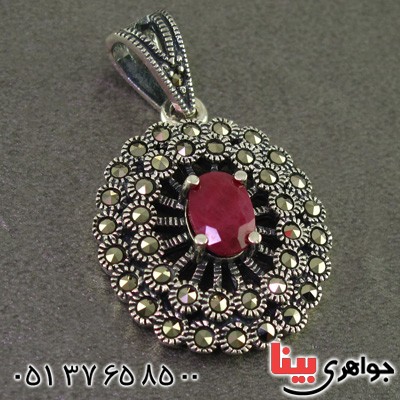گردنبند یاقوت سرخ و حدید مارکازیت درجه یک بسیار عالی _کد:15895