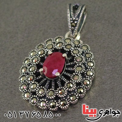 گردنبند یاقوت سرخ و حدید مارکازیت درجه یک بسیار عالی _کد:15895