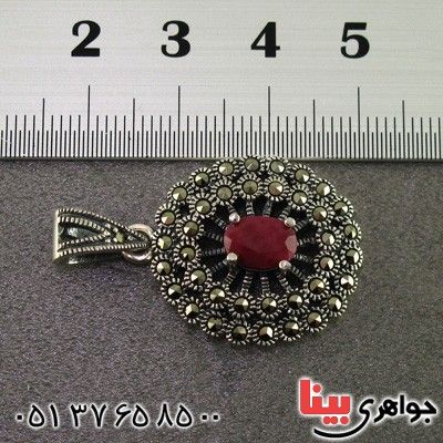 گردنبند یاقوت سرخ و حدید مارکازیت درجه یک بسیار عالی _کد:15895