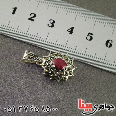 گردنبند یاقوت سرخ و حدید مارکازیت درجه یک زنانه _کد:15897