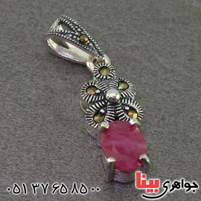 گردنبند یاقوت سرخ و حدید مارکازیت درجه یک زنانه _کد:15900