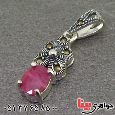 گردنبند یاقوت سرخ و حدید مارکازیت درجه یک زنانه _کد:15900