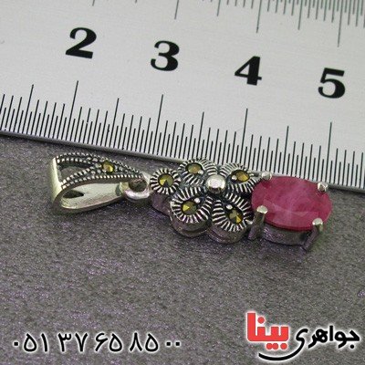 گردنبند یاقوت سرخ و حدید مارکازیت درجه یک زنانه _کد:15900