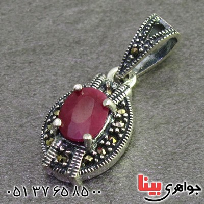 گردنبند یاقوت سرخ و حدید مارکازیت درجه یک زنانه _کد:15902