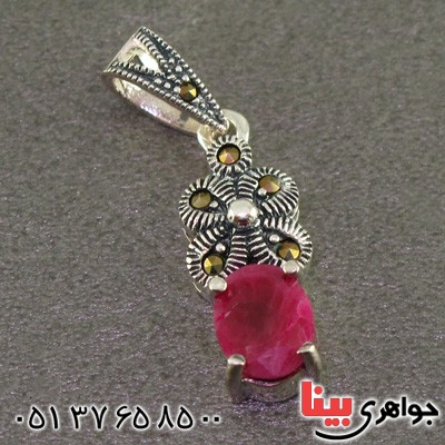 گردنبند یاقوت سرخ و حدید مارکازیت درجه یک زنانه _کد:15907