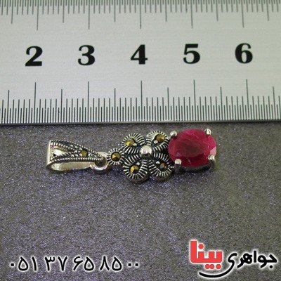 گردنبند یاقوت سرخ و حدید مارکازیت درجه یک زنانه _کد:15907