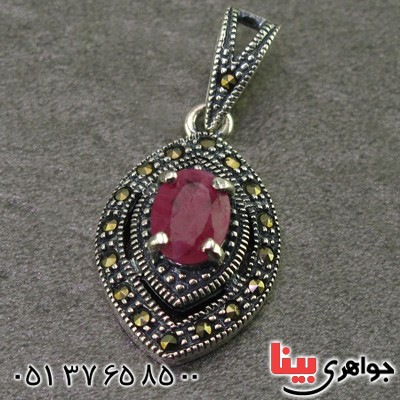 گردنبند یاقوت سرخ و حدید مارکازیت درجه یک زنانه _کد:15909