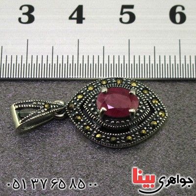 گردنبند یاقوت سرخ و حدید مارکازیت درجه یک زنانه _کد:15909