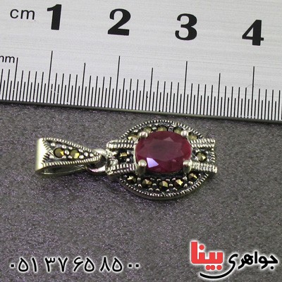 گردنبند یاقوت سرخ و حدید مارکازیت درجه یک خوشرنگ _کد:15915