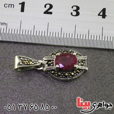 گردنبند یاقوت سرخ و حدید مارکازیت درجه یک خوشرنگ _کد:15915