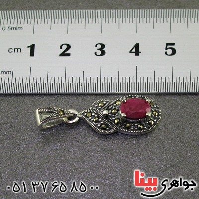 گردنبند یاقوت سرخ و حدید مارکازیت درجه یک زنانه _کد:15919