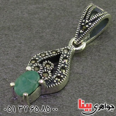 گردنبند زمرد و حدید مارکازیت درجه یک زنانه _کد:15921