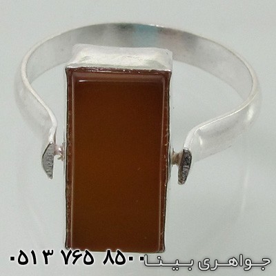 انگشتر چند جواهر دورو مستطیلی عقیق قرمز و فیروزه