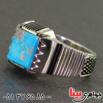 انگشتر فیروزه نیشابوری شجری مردانه قدیمی کلاسیک _کد:2260