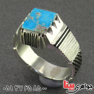 انگشتر فیروزه نیشابوری شجری مردانه قدیمی کلاسیک _کد:2260