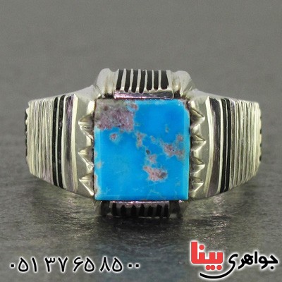 انگشتر فیروزه نیشابوری شجری مردانه قدیمی کلاسیک _کد:2260