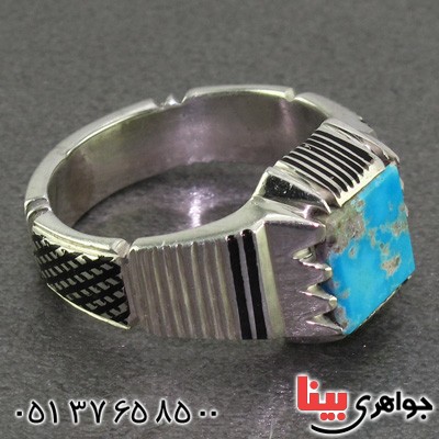 انگشتر فیروزه نیشابوری شجری مردانه قدیمی کلاسیک _کد:2260