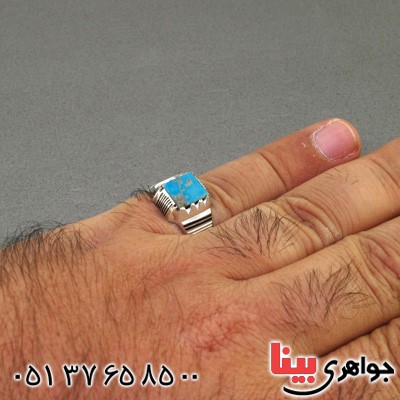 انگشتر فیروزه نیشابوری شجری مردانه قدیمی کلاسیک _کد:2260