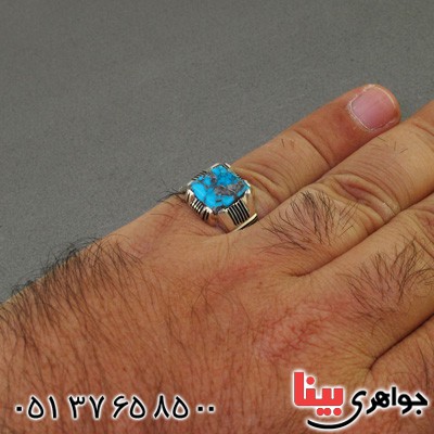 انگشتر فیروزه نیشابوری شجری مردانه قدیمی کلاسیک _کد:2270