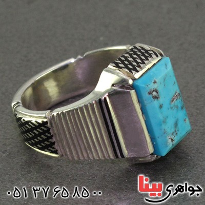 انگشتر فیروزه نیشابوری شجری مردانه قدیمی کلاسیک _کد:2276
