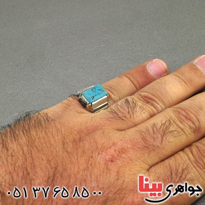 انگشتر فیروزه نیشابوری شجری مردانه قدیمی کلاسیک _کد:2276
