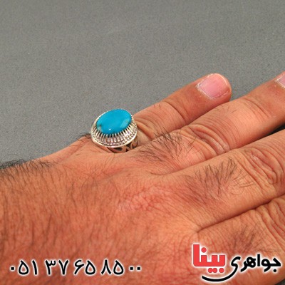 انگشتر فیروزه نیشابوری عجمی بسیار عالی درشت مردانه _کد:2284