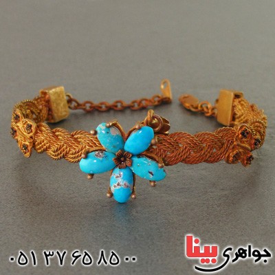 دستبند فیروزه نیشابوری زنانه درشت بسیارعالی طرح زیرخاکی _کد:2285