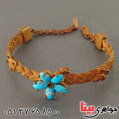 دستبند فیروزه نیشابوری زنانه درشت بسیارعالی طرح زیرخاکی _کد:2285