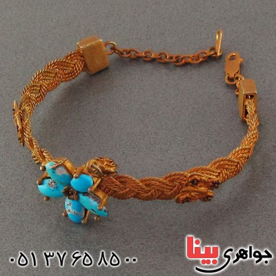 دستبند فیروزه نیشابوری زنانه درشت بسیارعالی طرح زیرخاکی _کد:2285