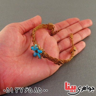 دستبند فیروزه نیشابوری زنانه درشت بسیارعالی طرح زیرخاکی _کد:2285