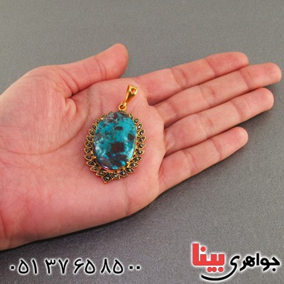 گردنبند فیروزه نیشابوری شجری زنانه درشت مارکازیتی _کد:2286