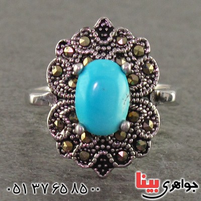 انگشتر فیروزه نیشابوری صاف زنانه مارکازیتی _کد:15957