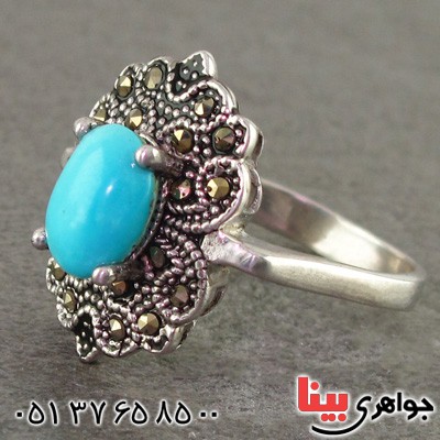 انگشتر فیروزه نیشابوری صاف زنانه مارکازیتی _کد:15957