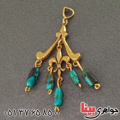 گردنبند فیروزه نیشابوری زنانه تک طلایی _کد:15961