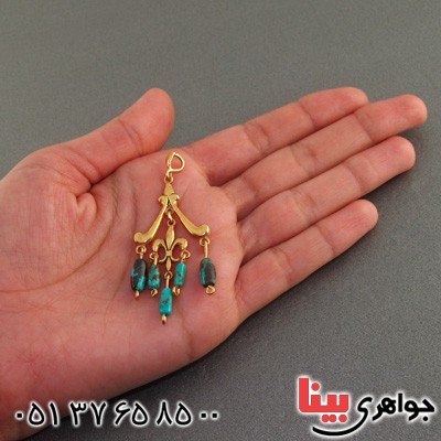 گردنبند فیروزه نیشابوری زنانه تک طلایی _کد:15961