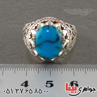 انگشتر فیروزه نیشابوری شجری مردانه درشت خوش طبع _کد:2293