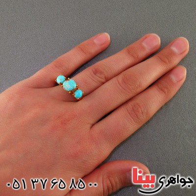 انگشتر فیروزه نیشابوری طلایی زنانه _کد:15962
