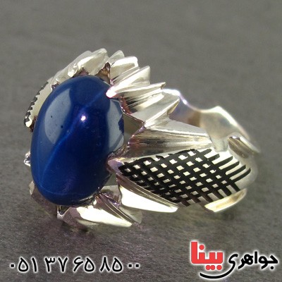 انگشتر یاقوت کبود استار درشت مردانه بسیار عالی فاخر _کد:2296