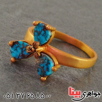 انگشتر فیروزه نیشابوری زنانه طرح زیرخاکی _کد:15967