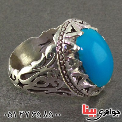 انگشتر فیروزه کرمانی عجمی مردانه _کد:2301